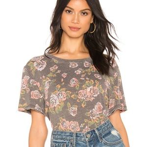 Free People Tourist Tee Top Shirt Black Floral XS